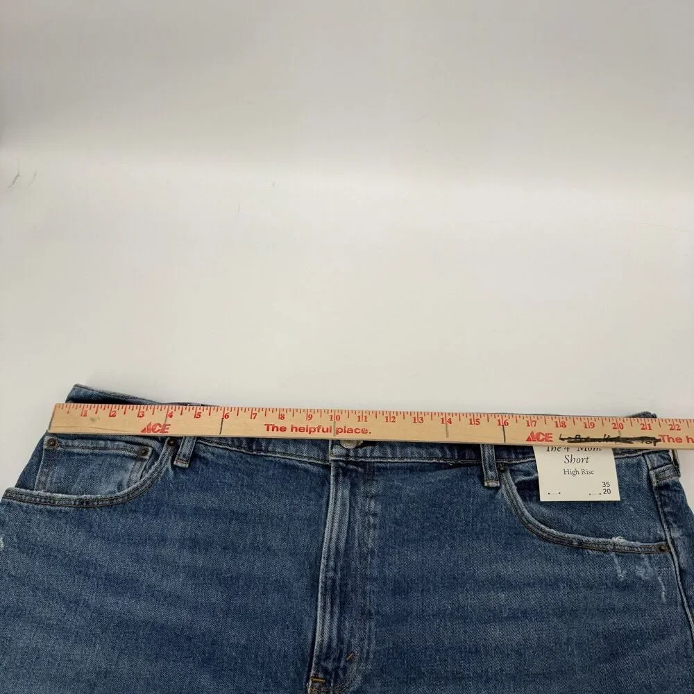 Abercrombie & Fitch Shorts The Dad Short High Rise Blue Denim Festival Size 36